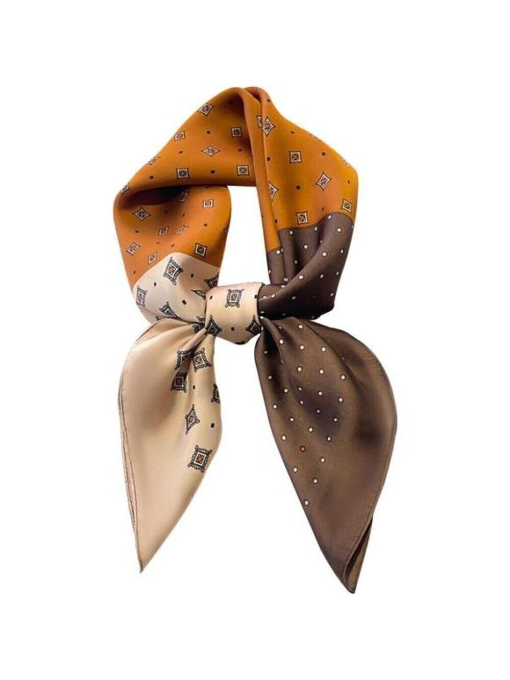 Hair Bandanas Scarf Lightweight Fashion Neck Silk Satin Head Brown and Orange